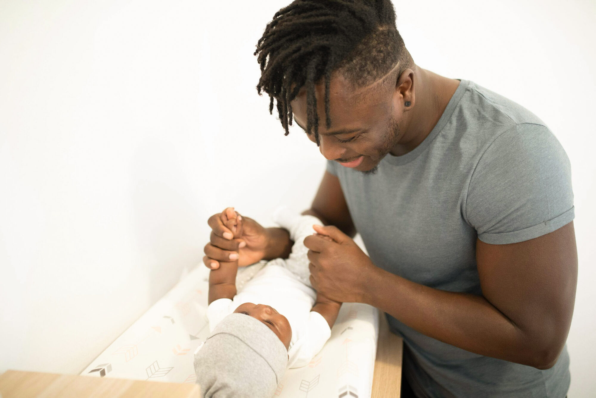 Sleeping newborn in hands